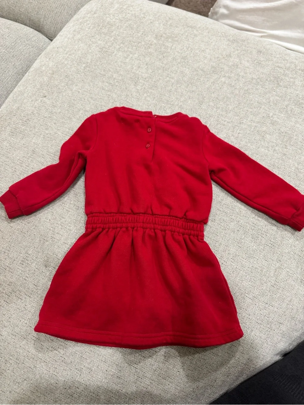 Ralph Lauren Red Long-Sleeve Bear Appliqué Dress